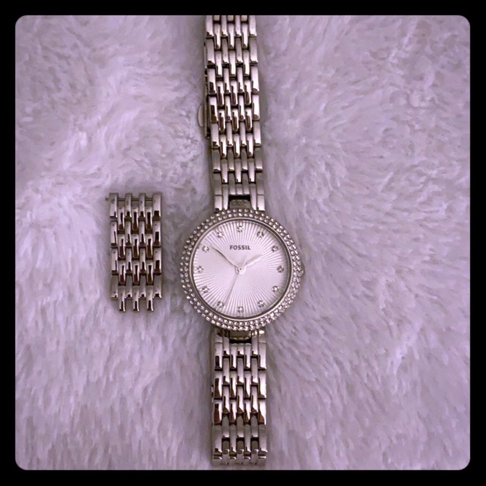 Silver fossil watch